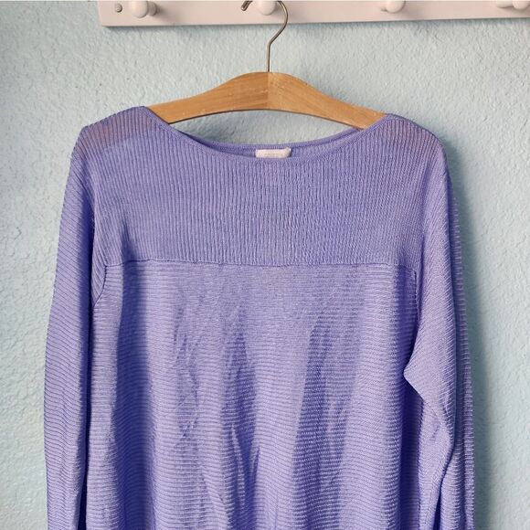 Chico's travel collection love lacey 3/4 sleeve lilac iris lagenlook sweater - Picture 2 of 13